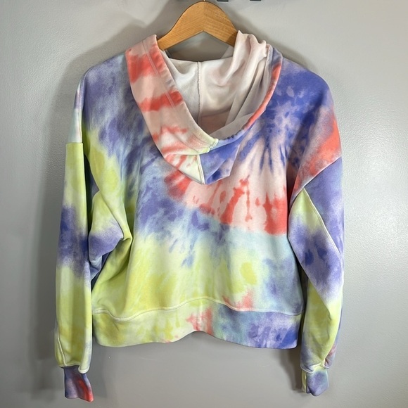 Nike Women’s Tie-Dye Crop Hoodie Pullover Sweatshirt Multicolor Pastel Logo Sz S - Picture 7 of 11